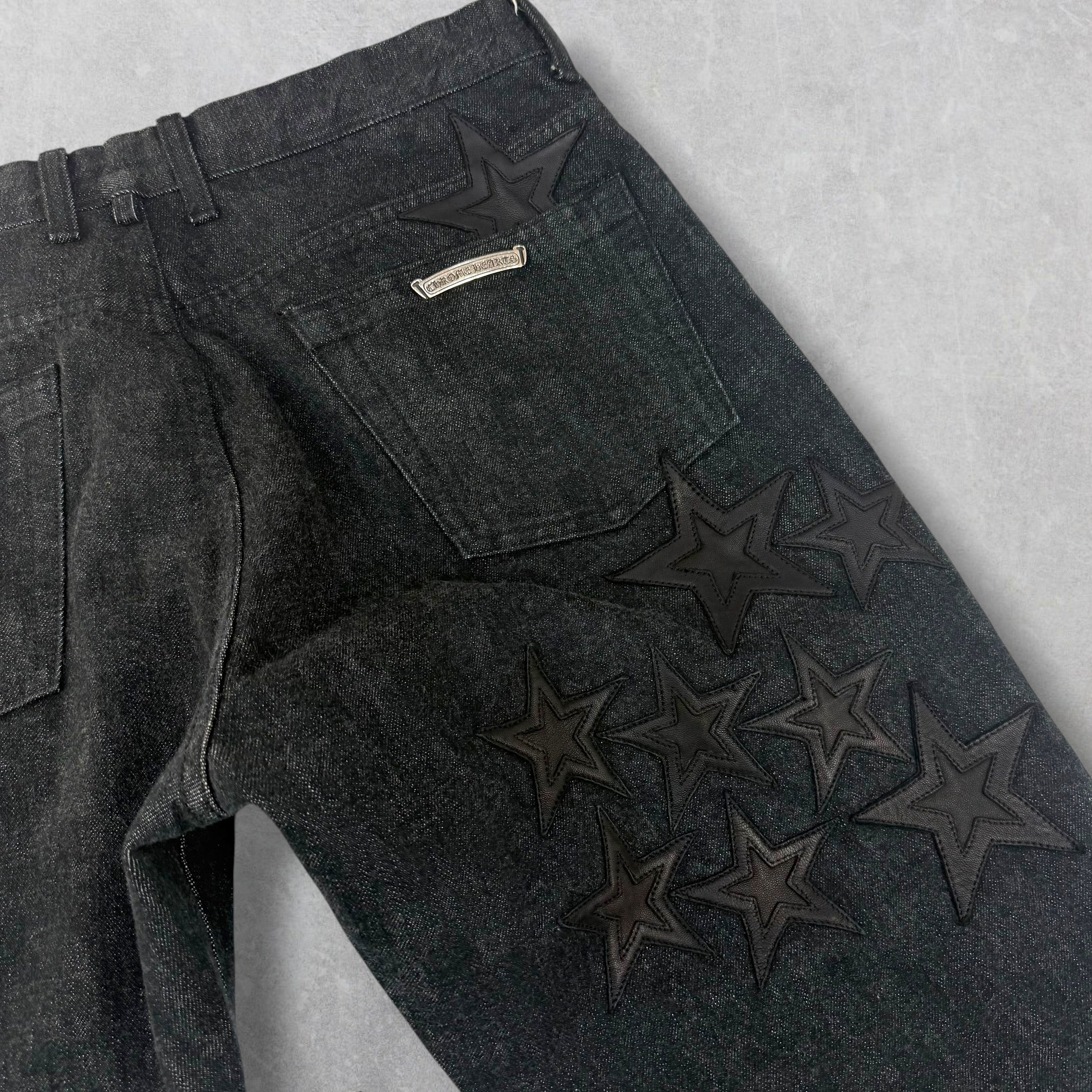 Chrome Hearts Star Patch Fleur Knee Jeans 36