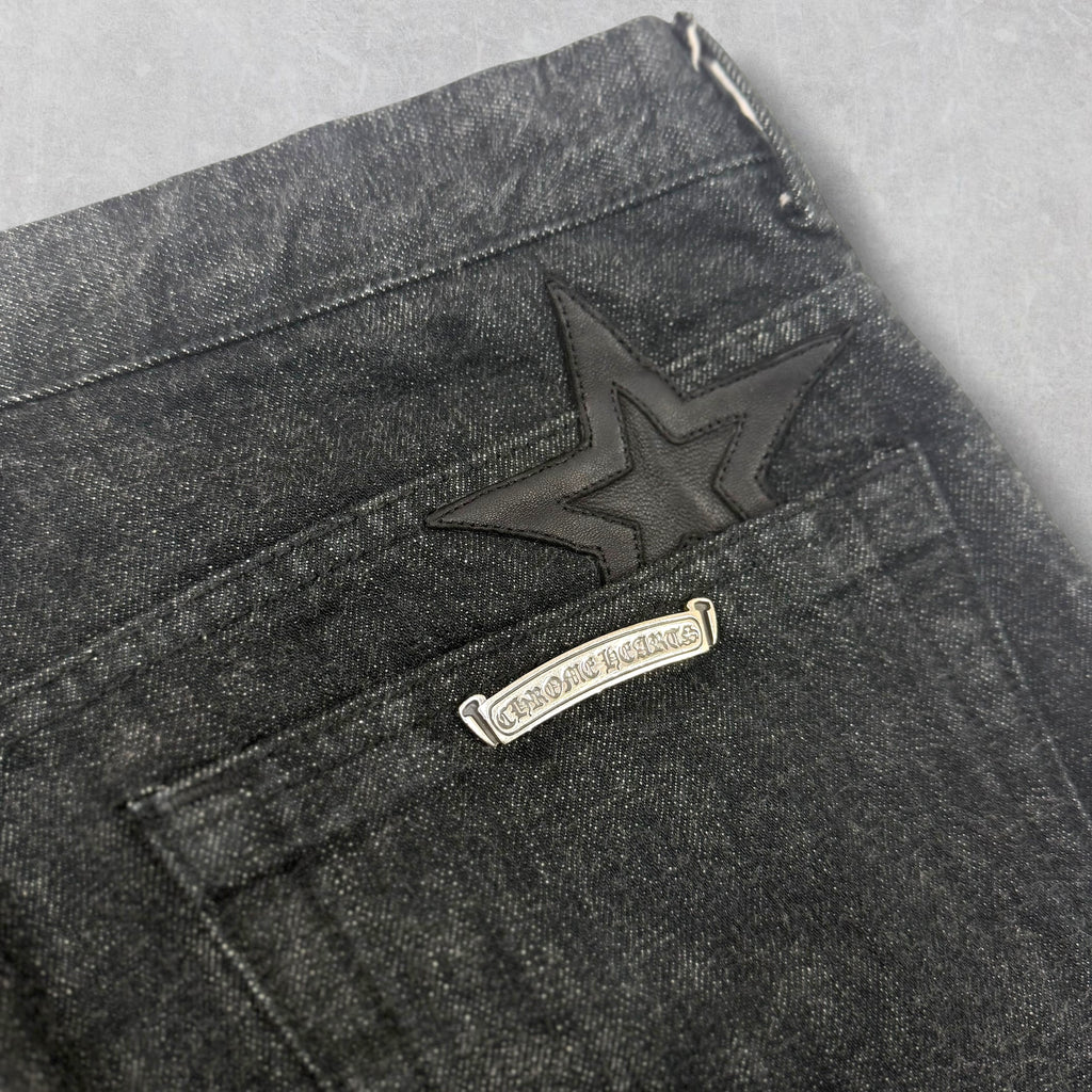 Chrome Hearts Star Patch Fleur Knee Jeans 36