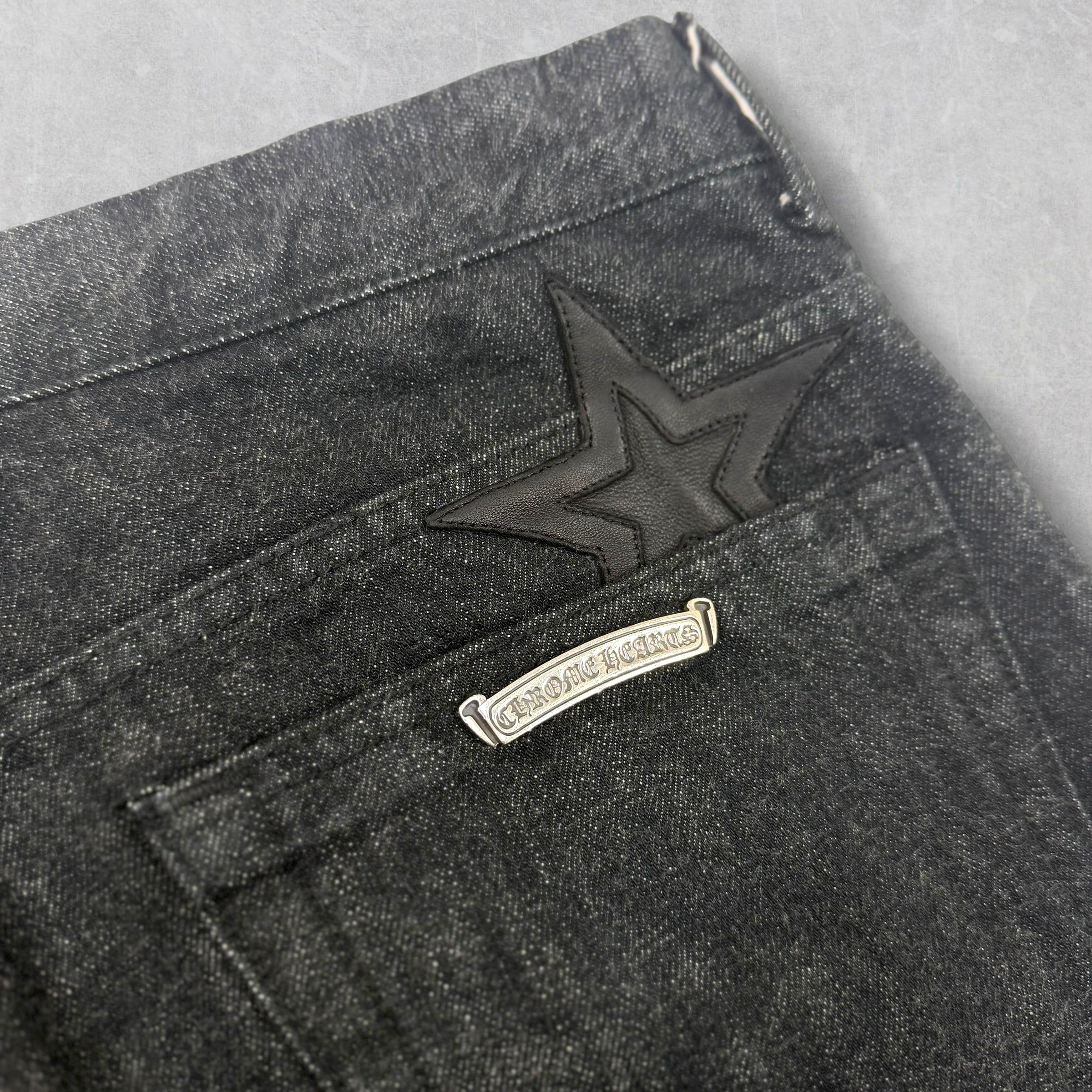Chrome Hearts Star Patch Fleur Knee Jeans 36
