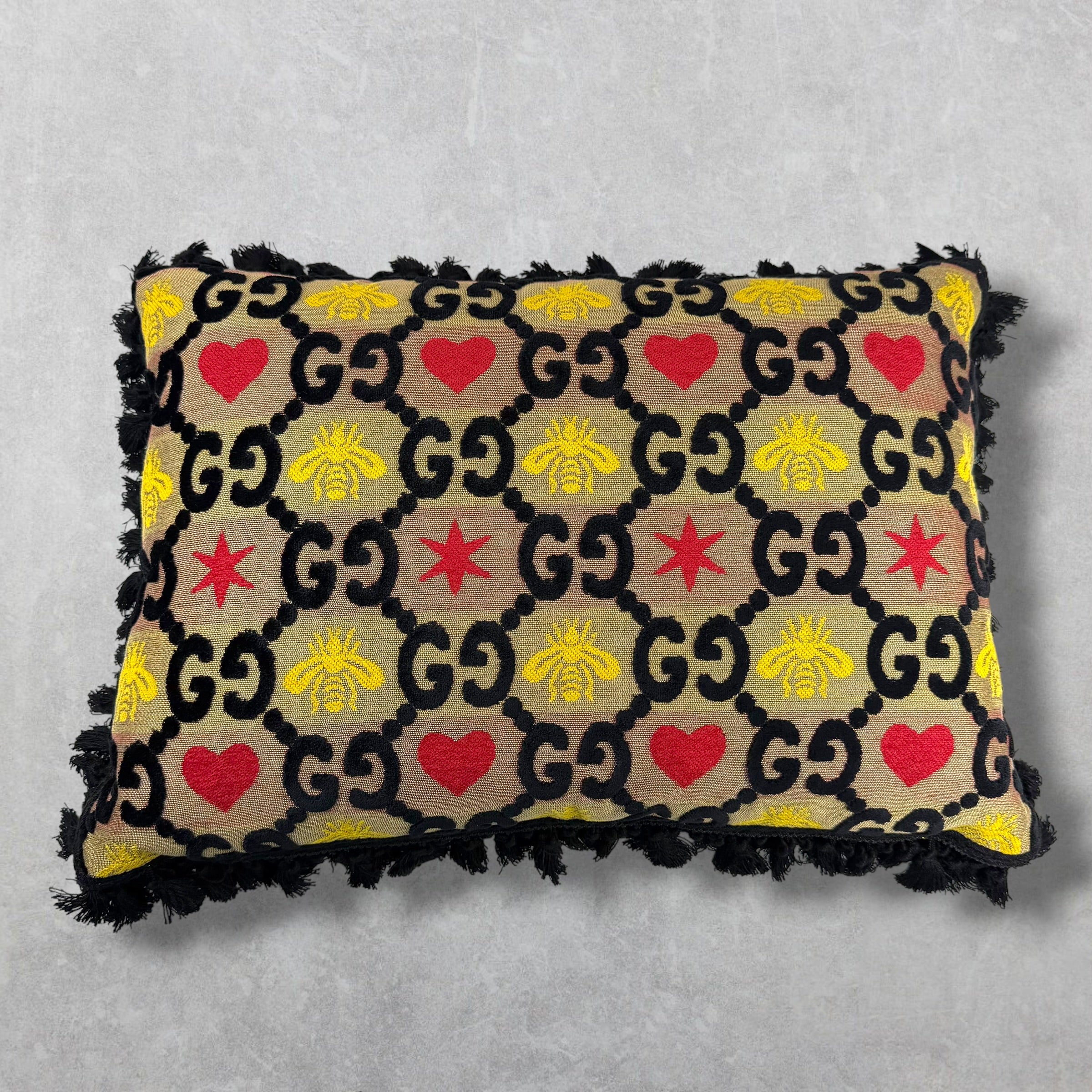 Gucci GG Heart & Bee Jacquard Rectangle Cushion