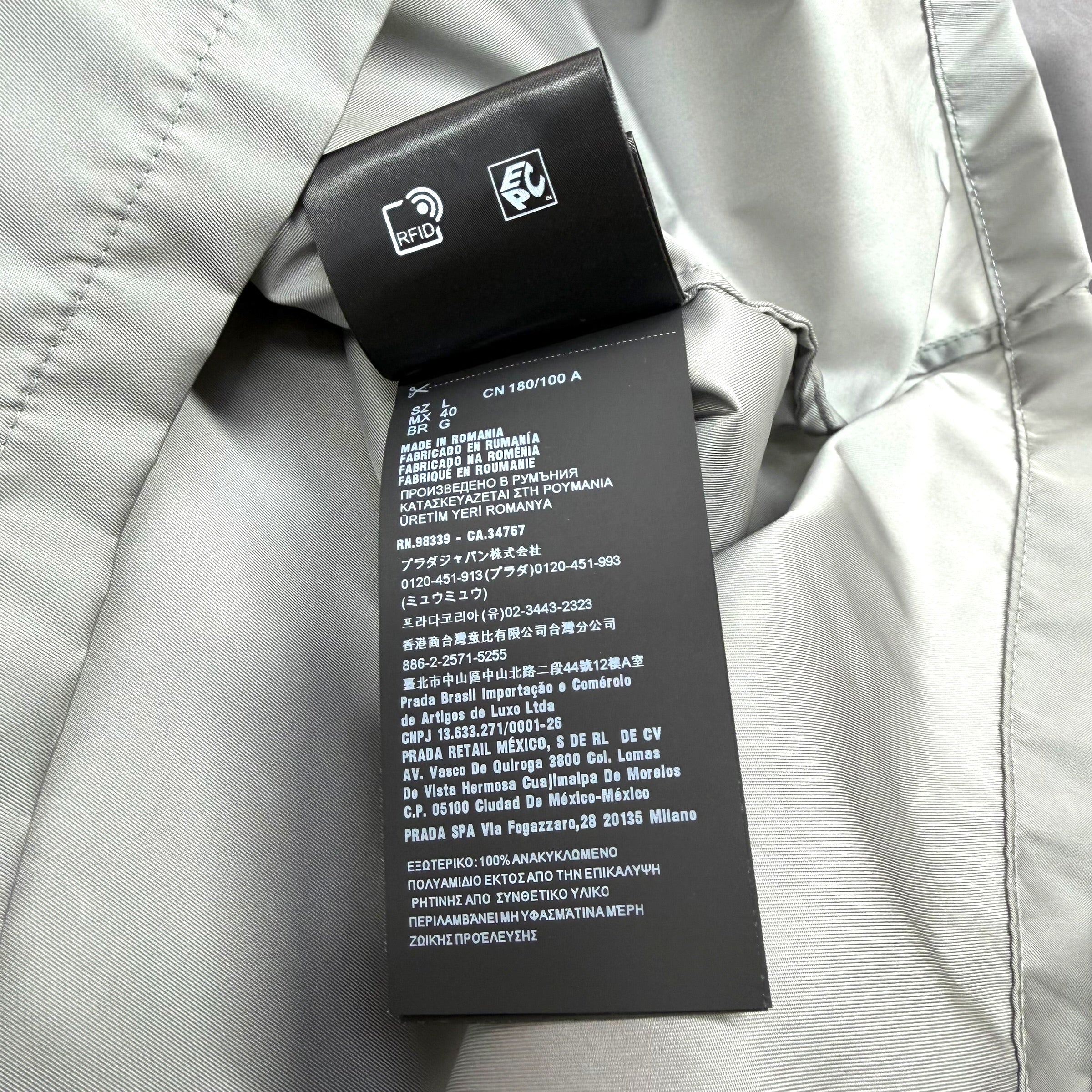 Prada Re-Nylon Grey Short Sleeve Shirt L