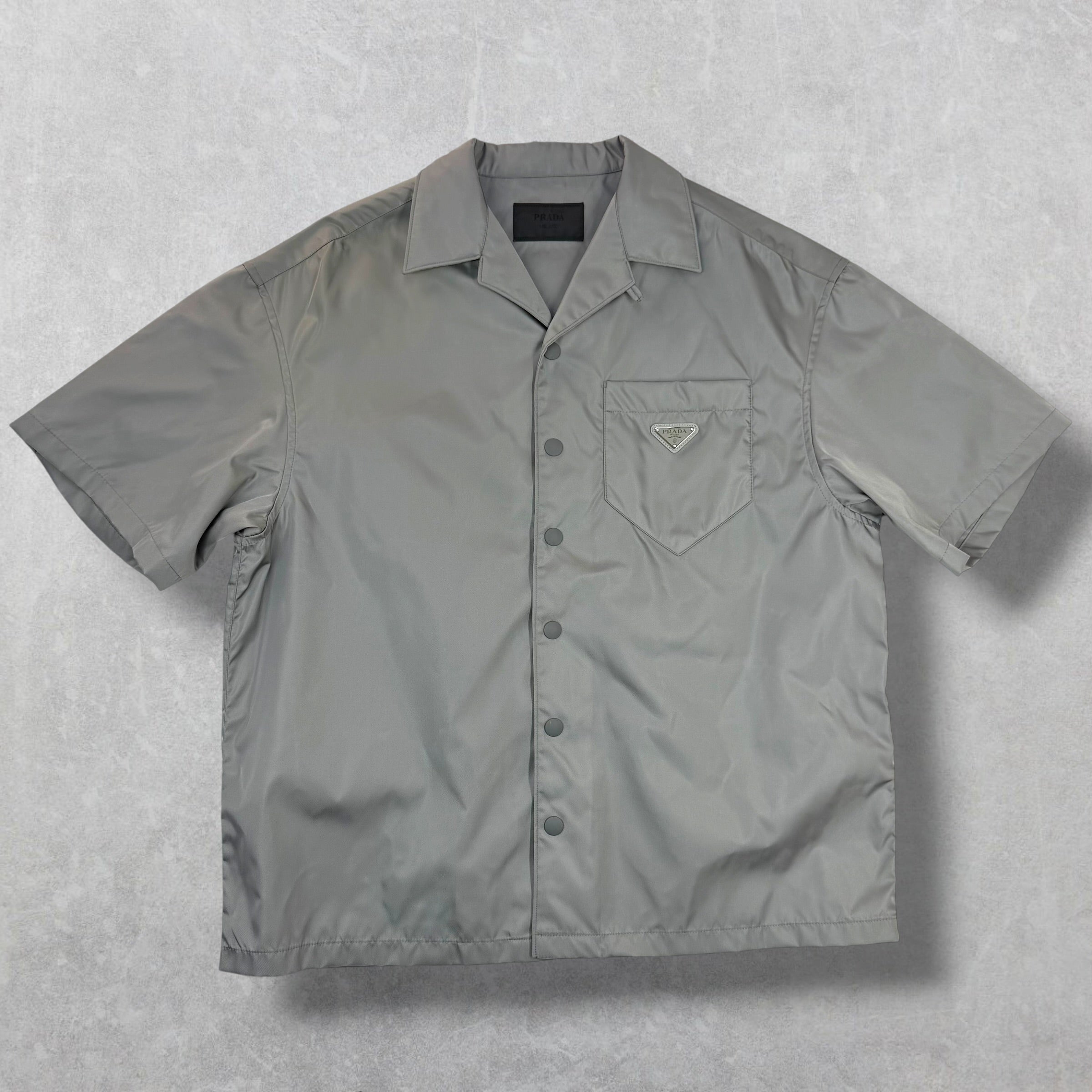 Prada Re-Nylon Grey Short Sleeve Shirt L