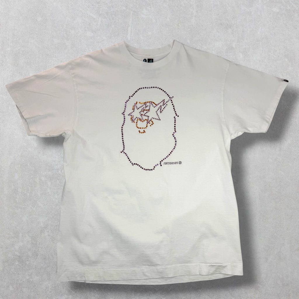 Bape Swarovski Crystal Ape Sta Logo Tee XL