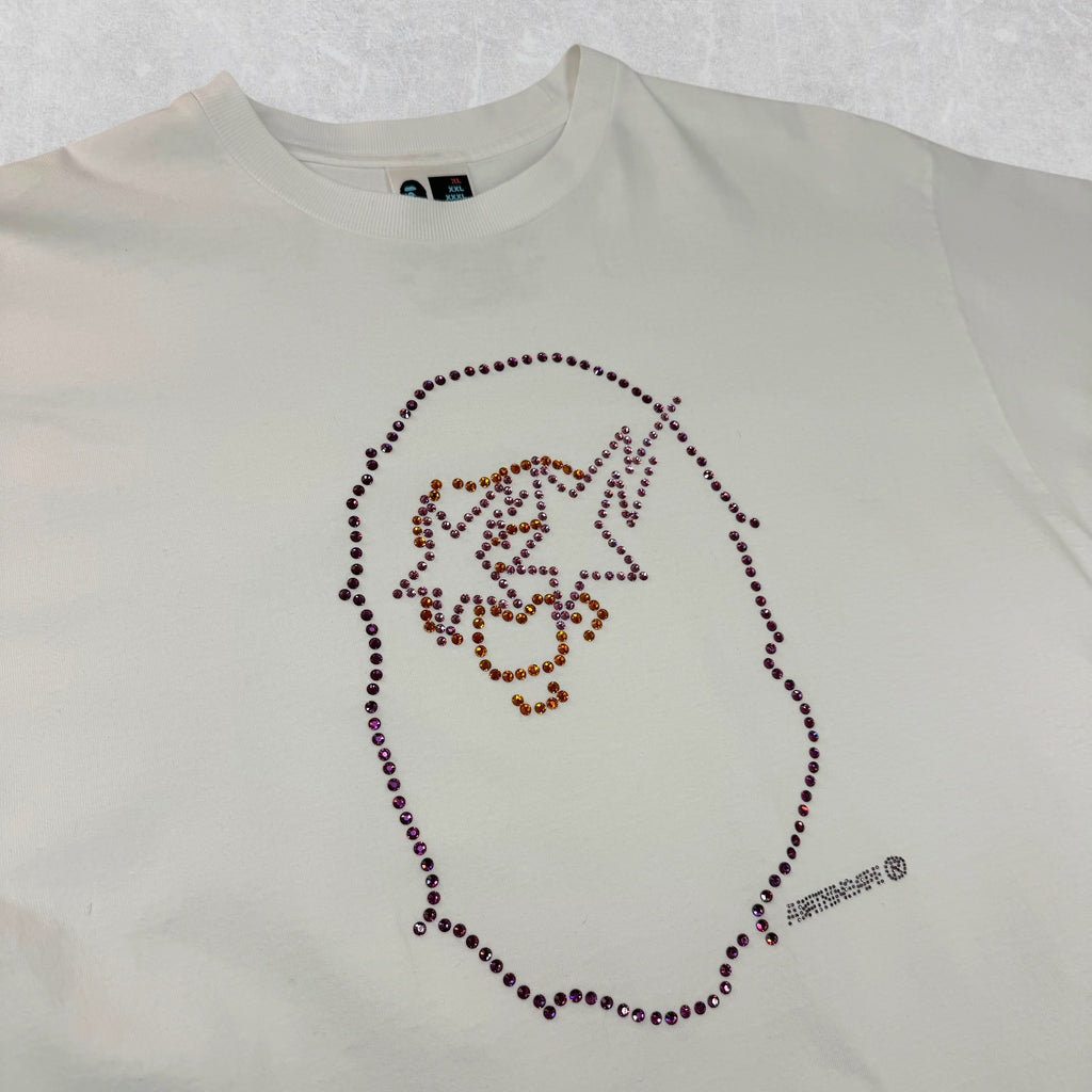 Bape Swarovski Crystal Ape Sta Logo Tee XL