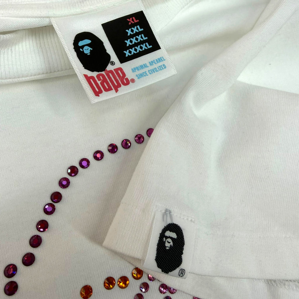 Bape Swarovski Crystal Ape Sta Logo Tee XL