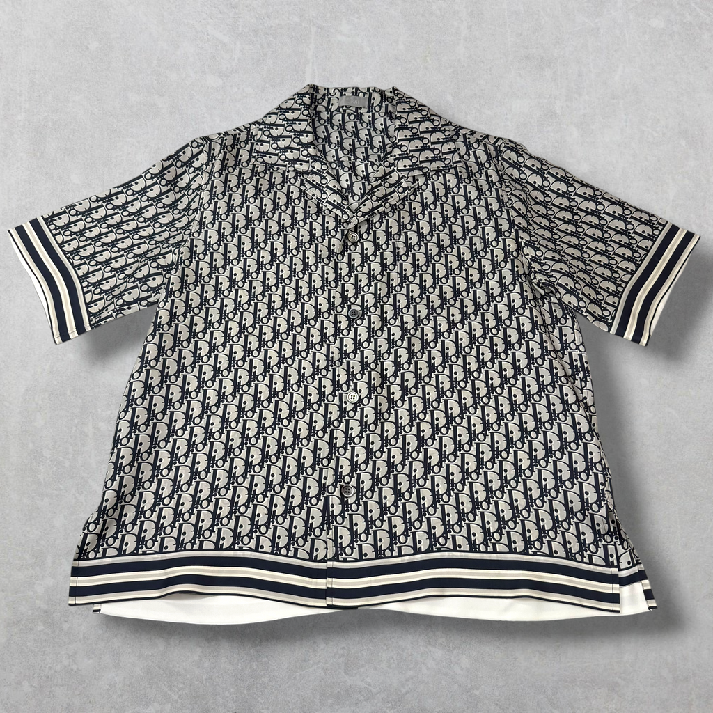 Dior Oblique Silk Short Sleeve Button Up Shirt 40 (M)