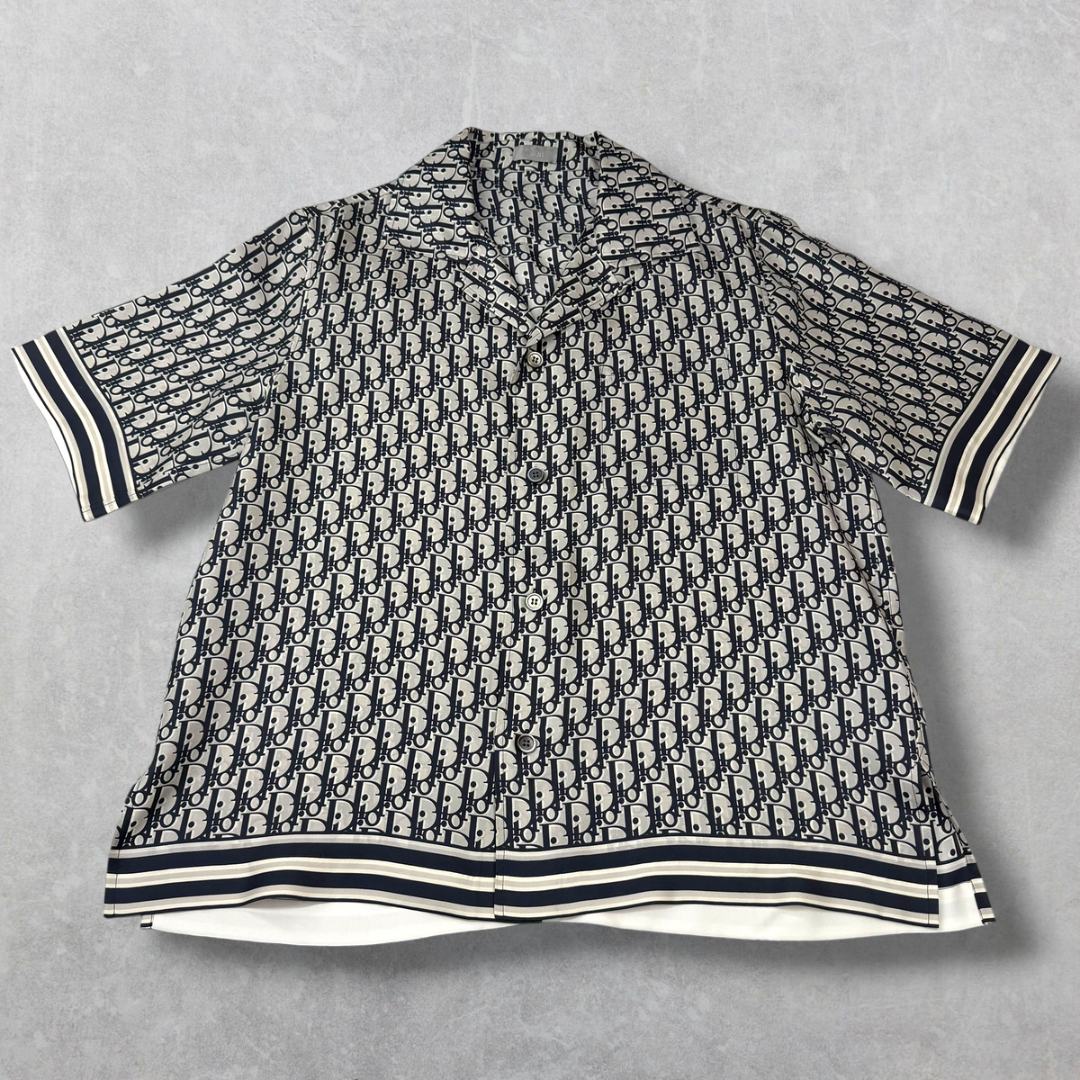 Dior Oblique Silk Short Sleeve Button Up Shirt 40 (M)