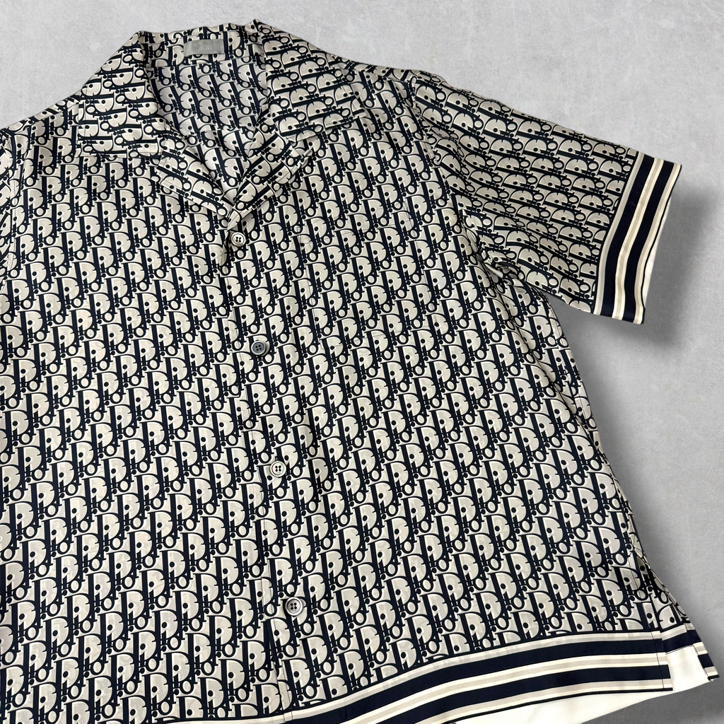 Dior Oblique Silk Short Sleeve Button Up Shirt 40 (M)