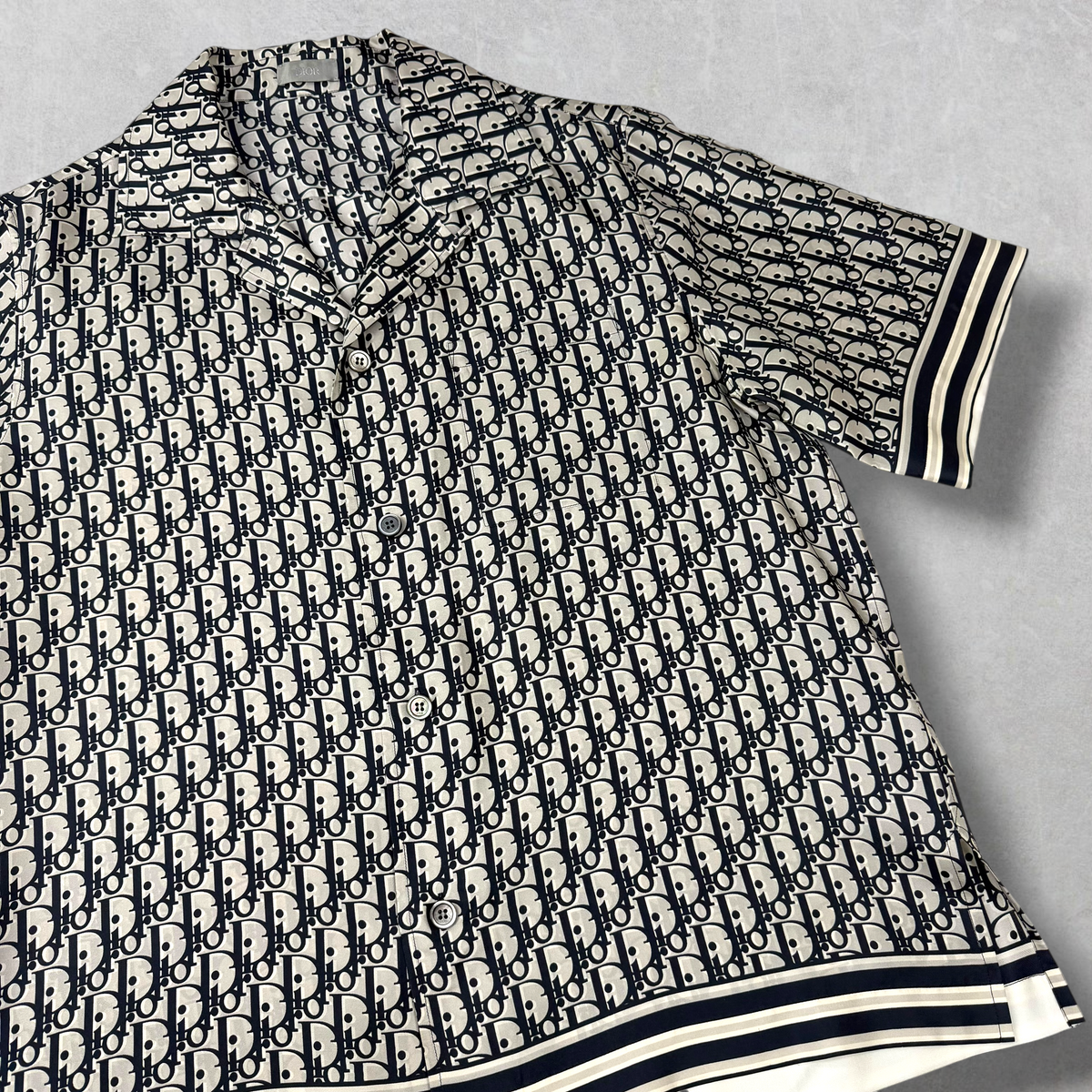 Dior Oblique Silk Short Sleeve Button Up Shirt 40 (M)