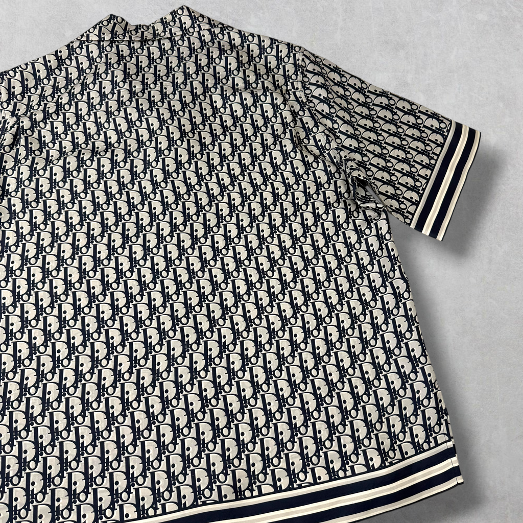 Dior Oblique Silk Short Sleeve Button Up Shirt 40 (M)