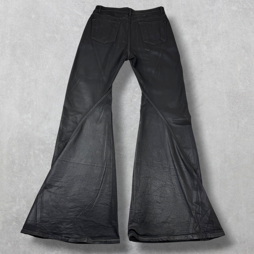 Rick Owens DRKSHDW Bias Waxed Bootcut Jeans 36