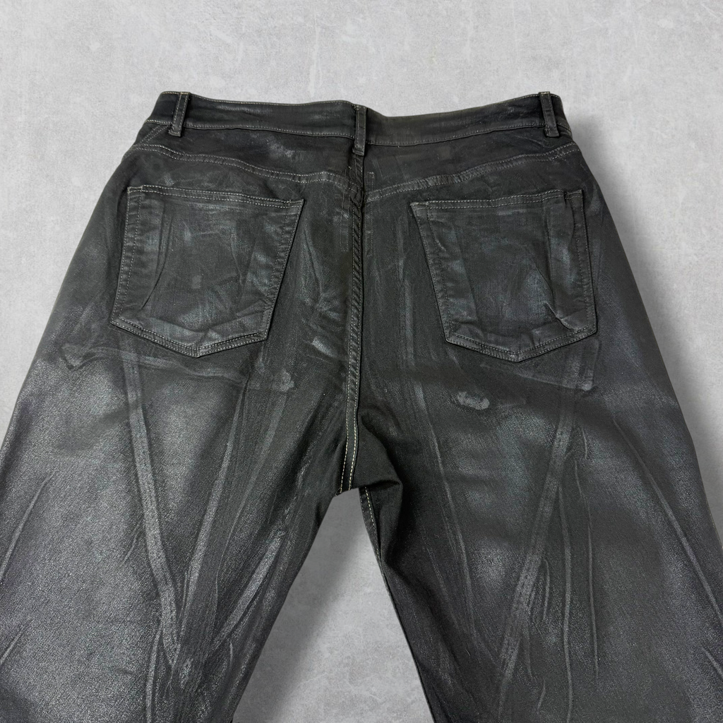 Rick Owens DRKSHDW Bias Waxed Bootcut Jeans 36