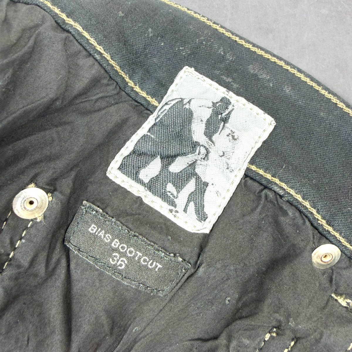Rick Owens DRKSHDW Bias Waxed Bootcut Jeans 36