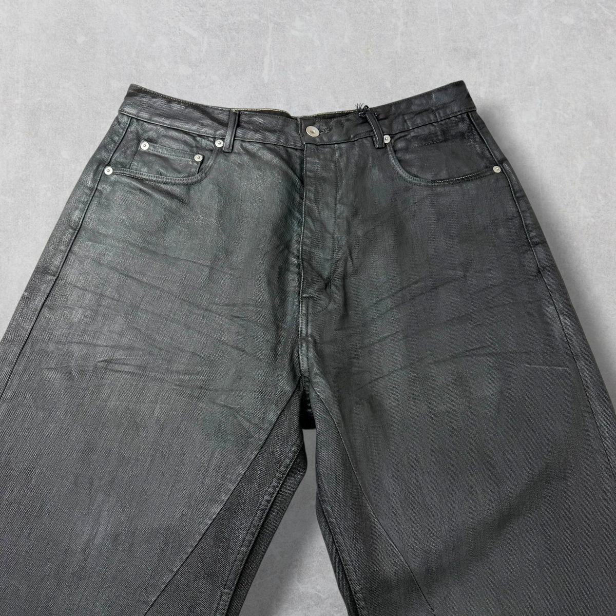 Rick Owens DRKSHDW Geth Black Wax Jeans 33