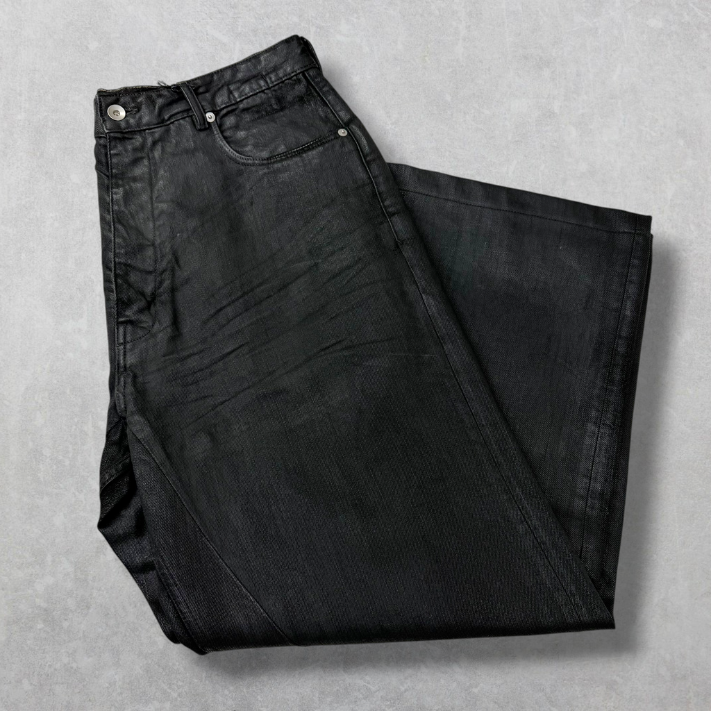 Rick Owens DRKSHDW Geth Black Wax Jeans 33