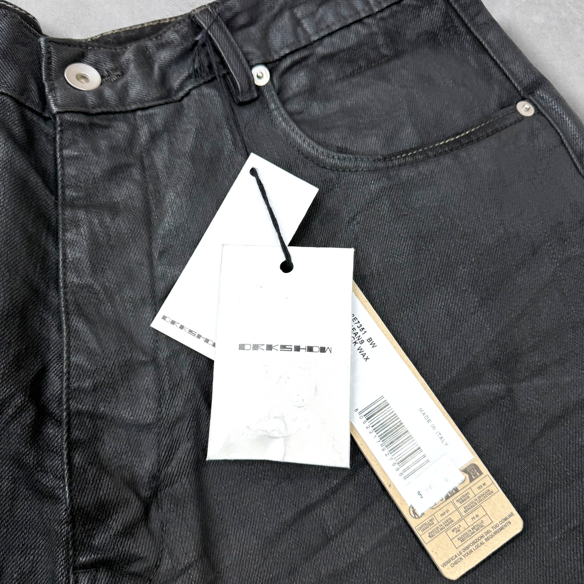 Rick Owens DRKSHDW Geth Black Wax Jeans 33