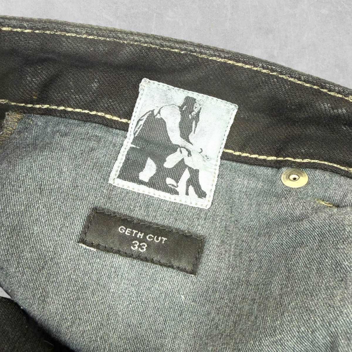 Rick Owens DRKSHDW Geth Black Wax Jeans 33