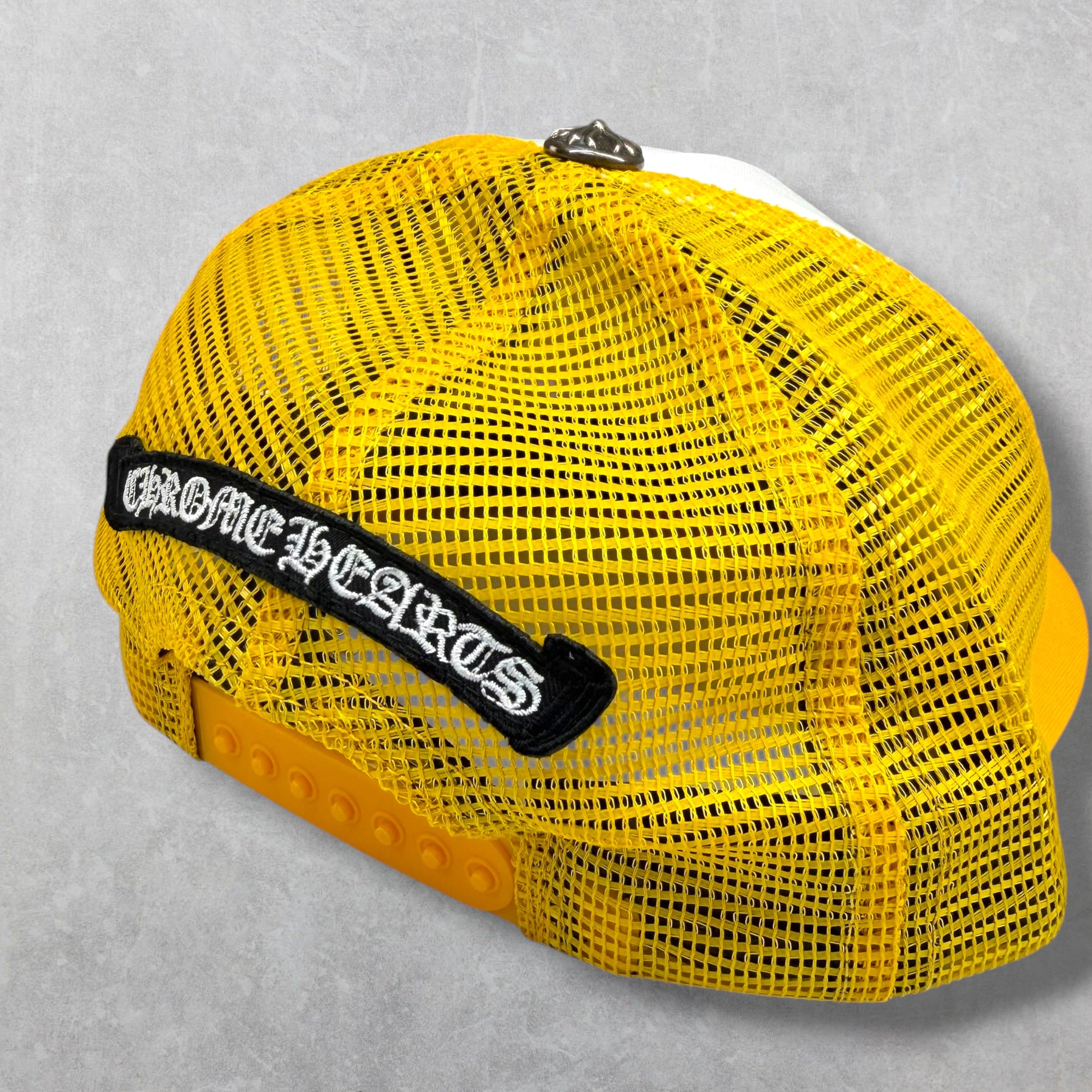 Chrome Hearts Triple Cross Camo Cemetery Trucker Hat Yellow