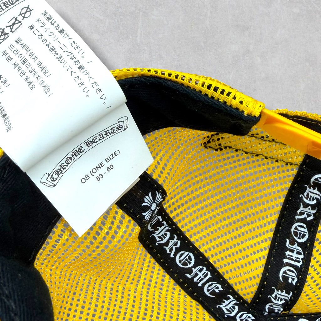 Chrome Hearts Triple Cross Camo Cemetery Trucker Hat Yellow