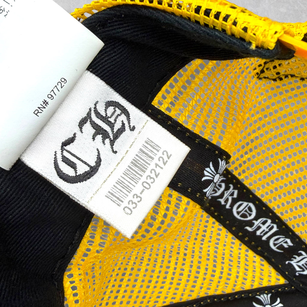 Chrome Hearts Triple Cross Camo Cemetery Trucker Hat Yellow