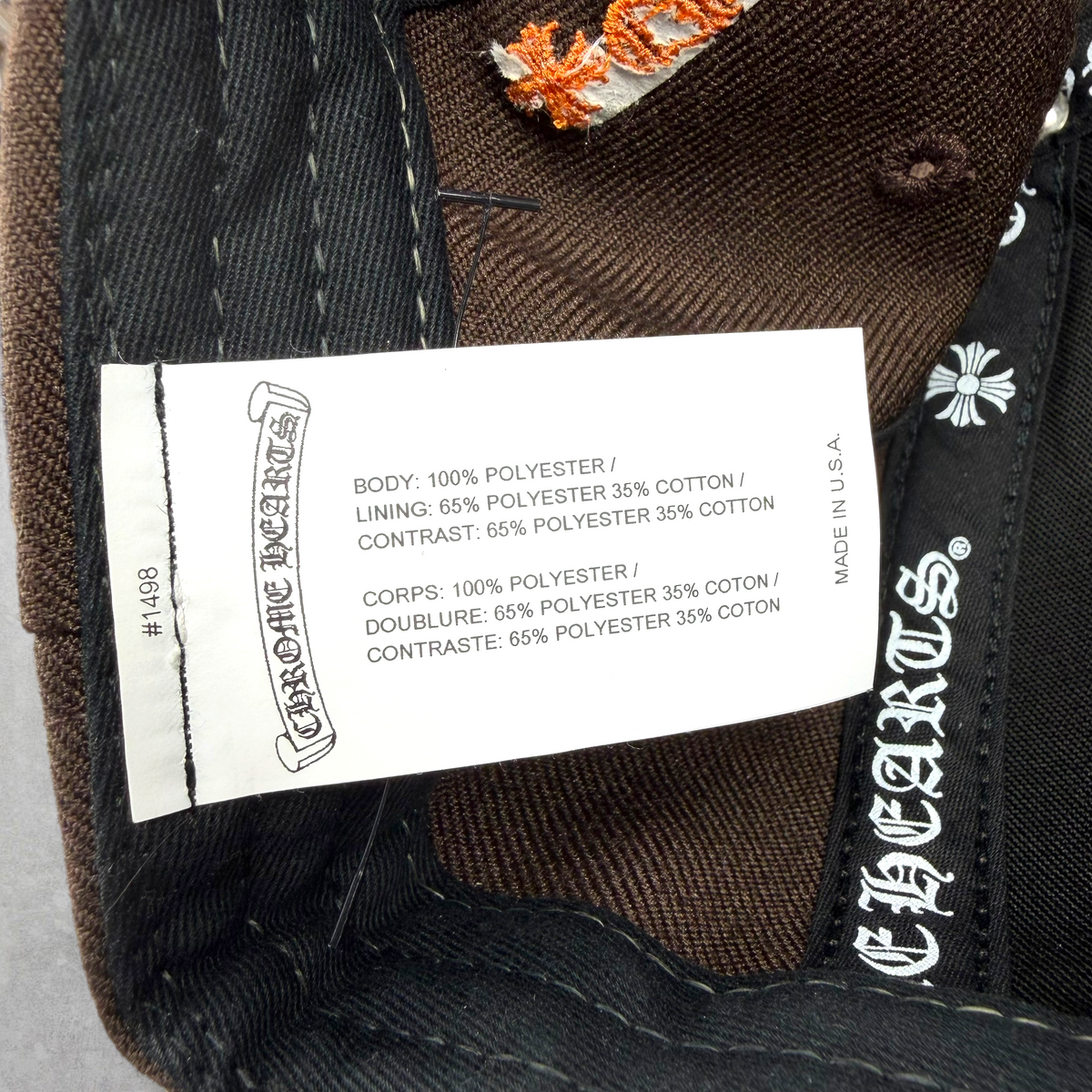 Chrome Hearts Borwn/Orange CH Baseball Hat
