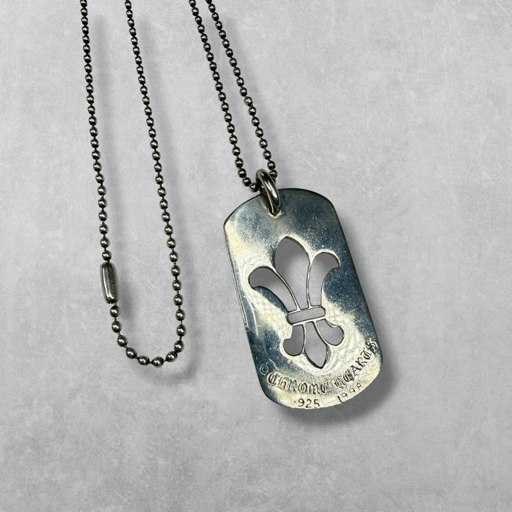 Chrome Hearts Fleur De Lis Dog Tag w/ Ball Chain