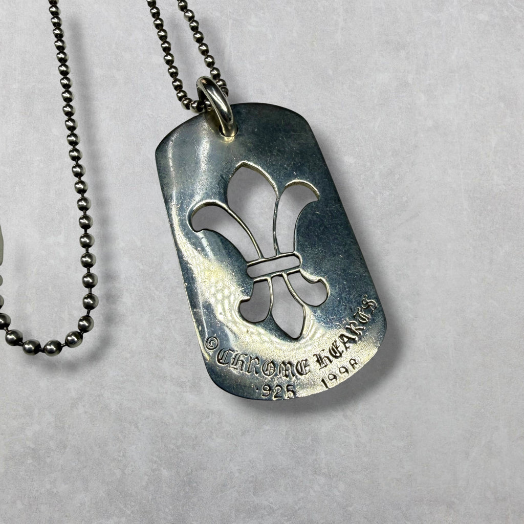 Chrome Hearts Fleur De Lis Dog Tag w/ Ball Chain