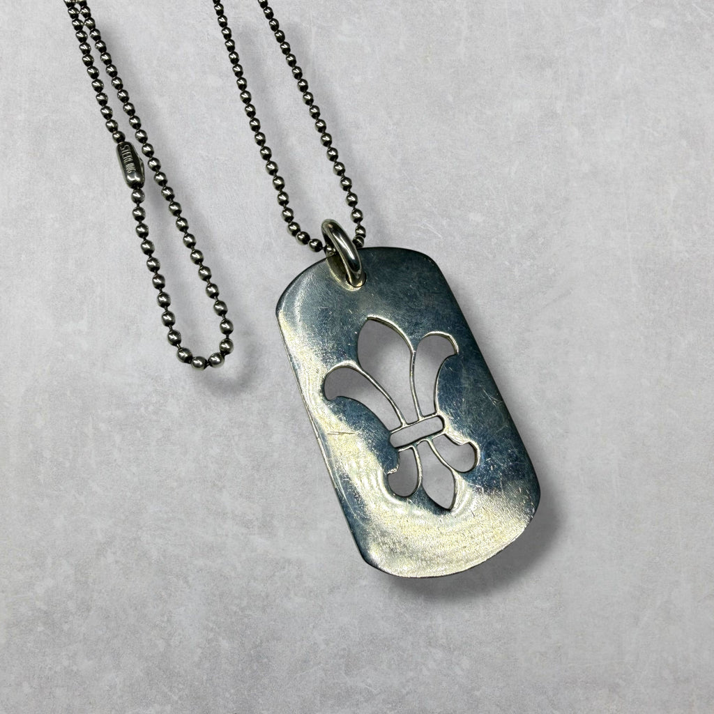 Chrome Hearts Fleur De Lis Dog Tag w/ Ball Chain