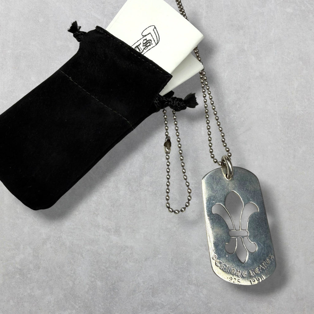 Chrome Hearts Fleur De Lis Dog Tag w/ Ball Chain