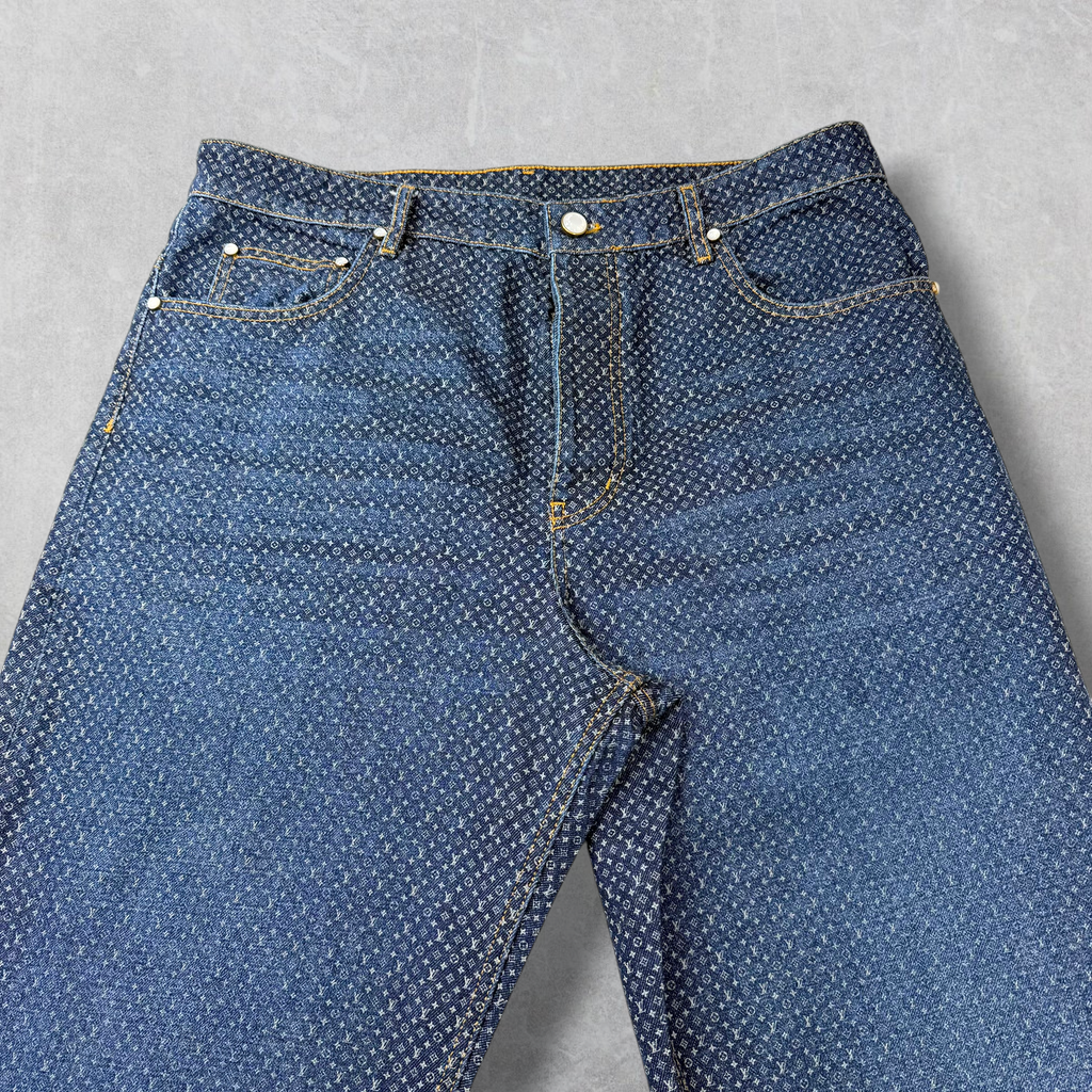 Louis Vuitton Reflective Nanogram Denim Skate Pants 36