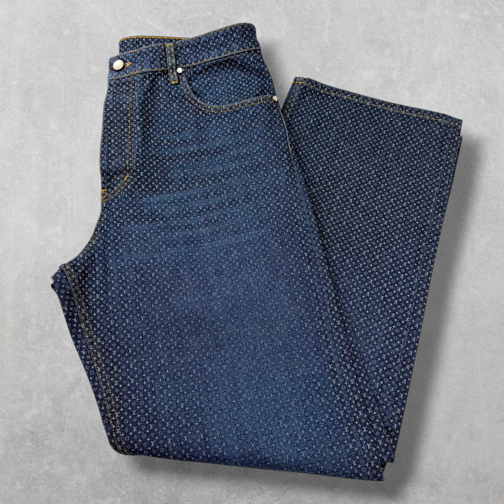 Louis Vuitton Reflective Nanogram Denim Skate Pants 36