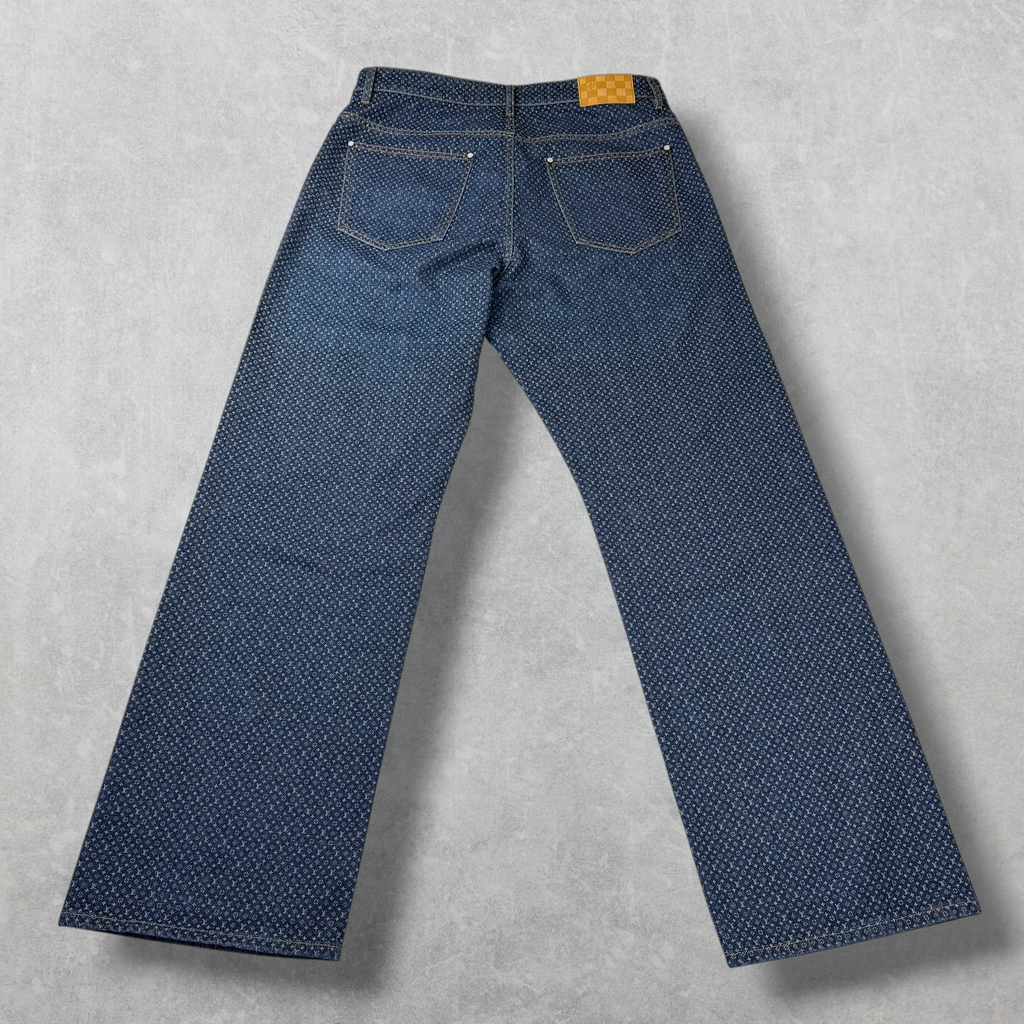 Louis Vuitton Reflective Nanogram Denim Skate Pants 36