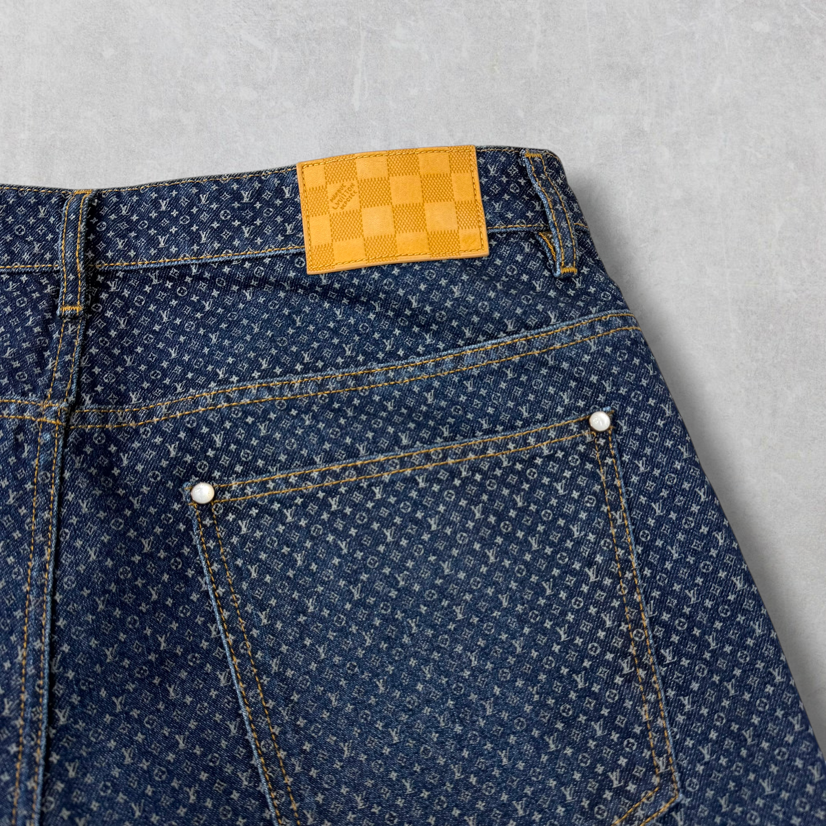 Louis Vuitton Reflective Nanogram Denim Skate Pants 36
