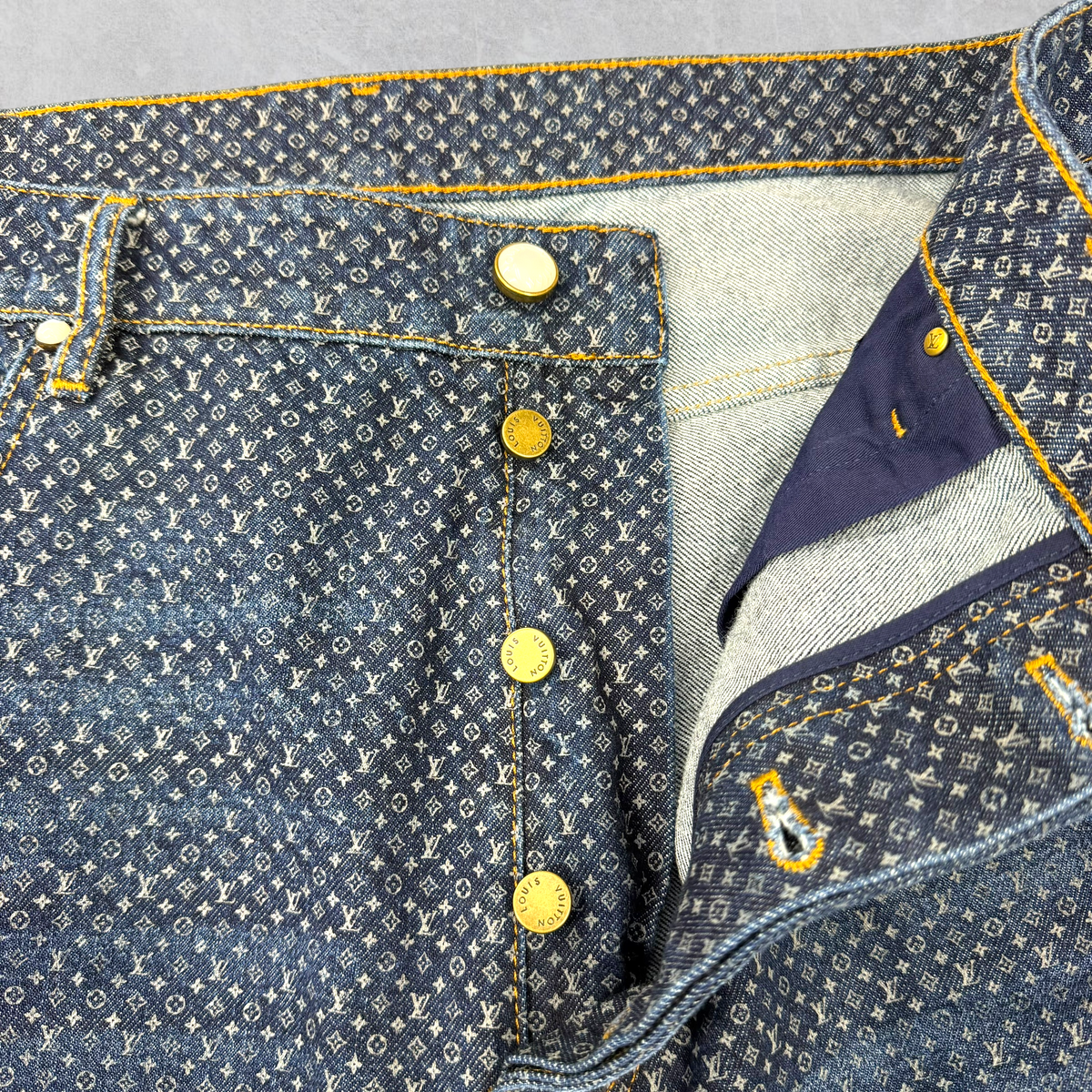 Louis Vuitton Reflective Nanogram Denim Skate Pants 36