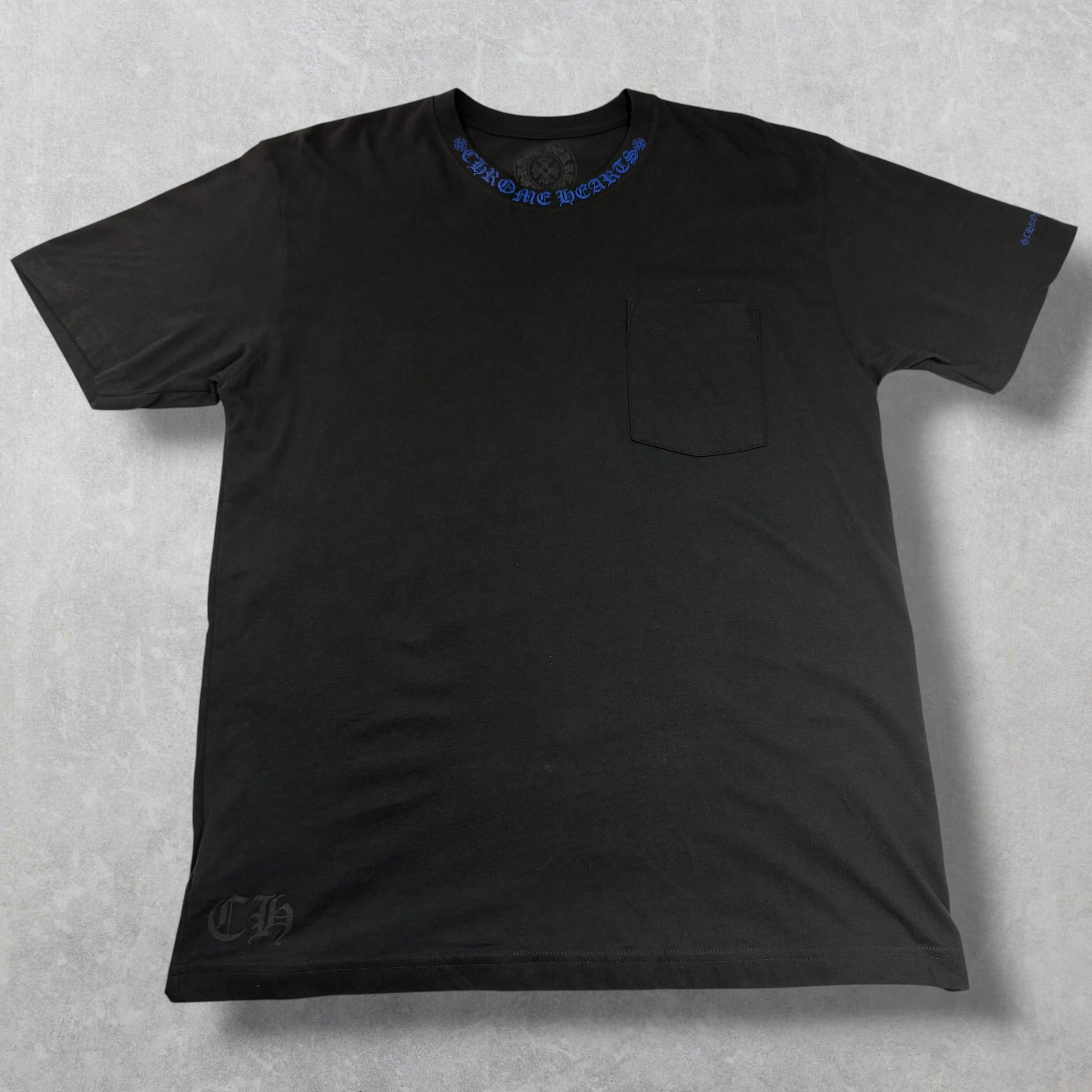 Chrome Hearts Blue Neck Logo Tee L