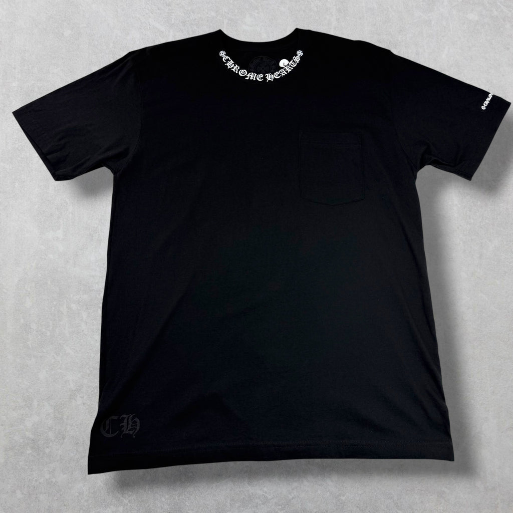 Chrome Hearts White Neck Logo Black Tee L