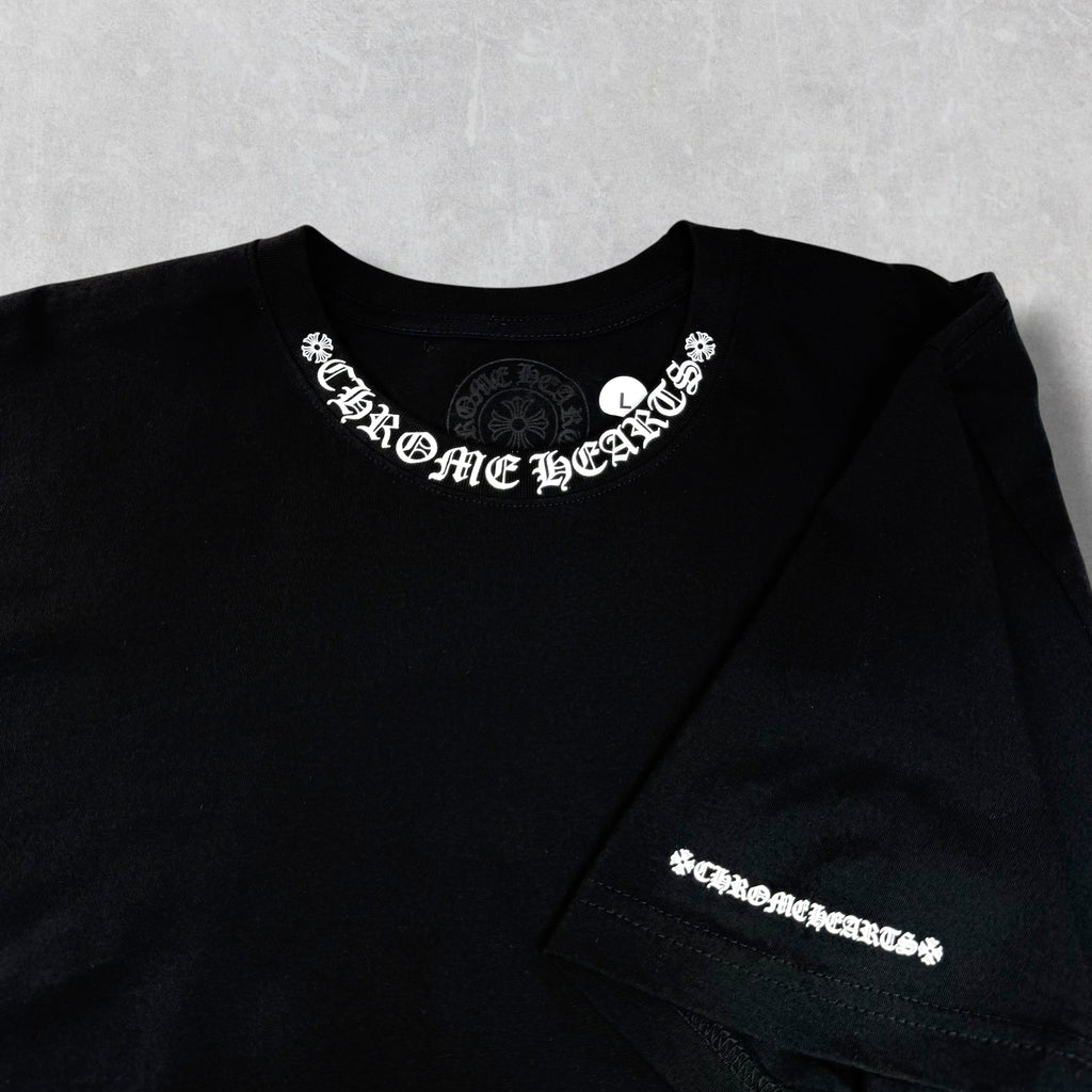 Chrome Hearts White Neck Logo Black Tee L