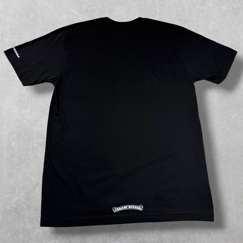 Chrome Hearts White Neck Logo Black Tee L