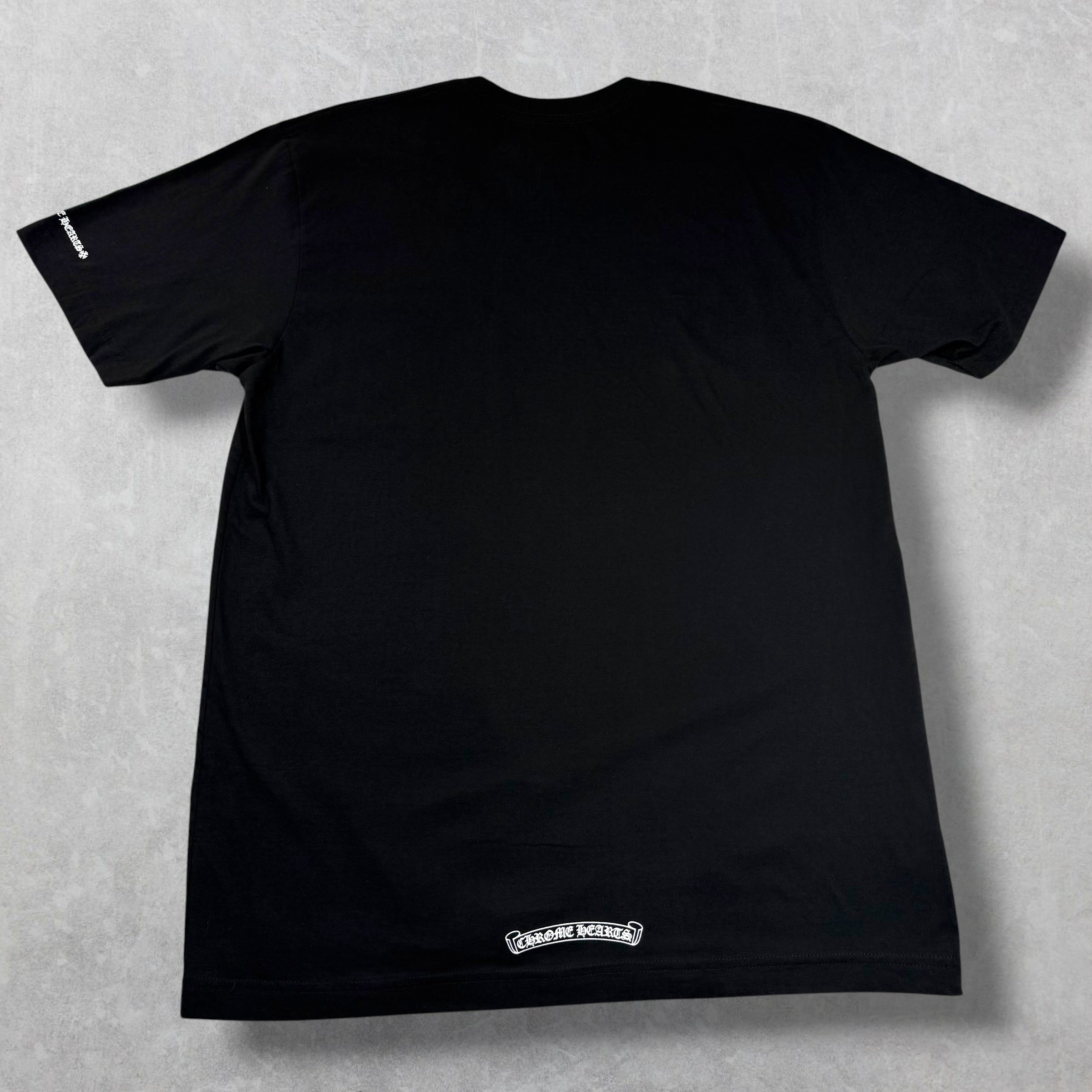 Chrome Hearts White Neck Logo Black Tee L