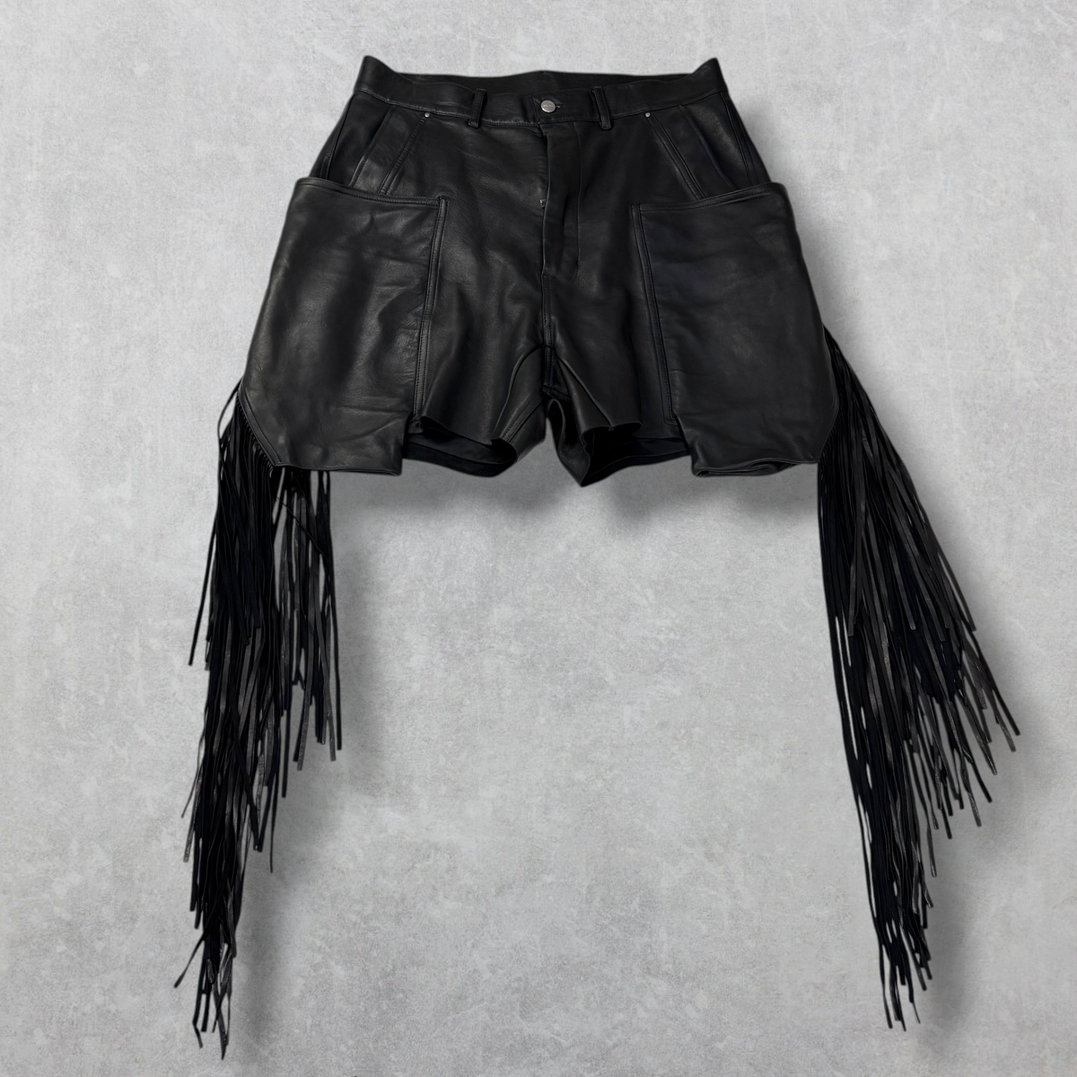 Rick Owens Fringed Leather Shorts 33