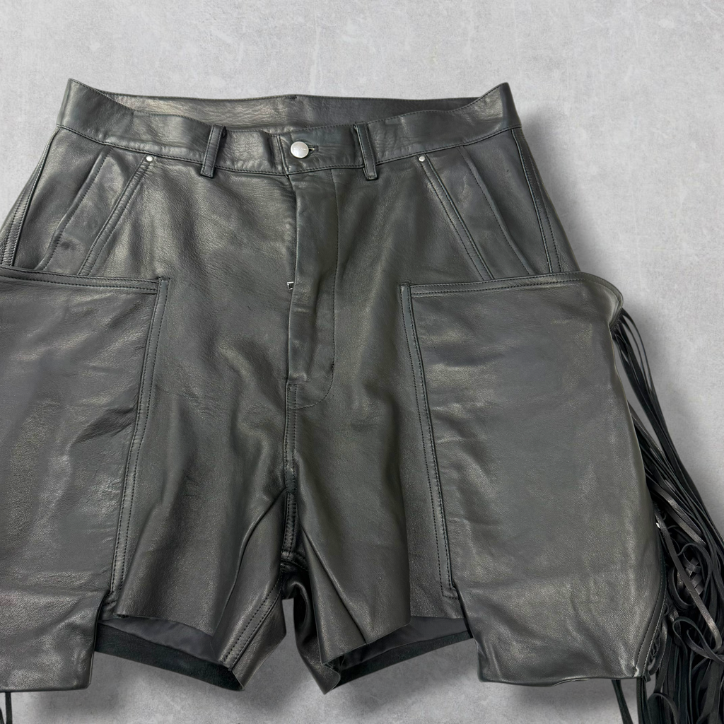 Rick Owens Fringed Leather Shorts 33