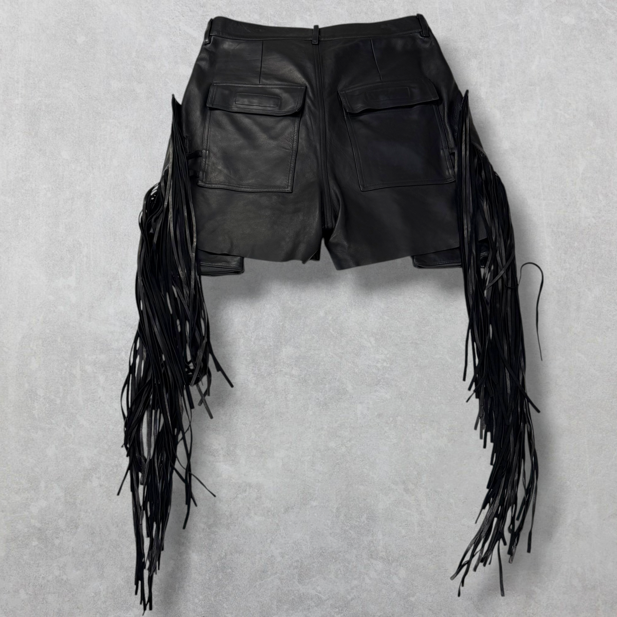 Rick Owens Fringed Leather Shorts 33