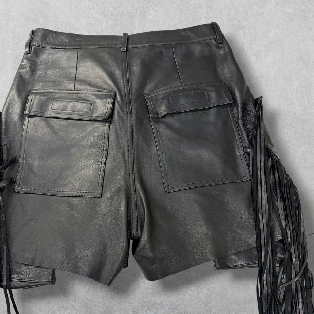 Rick Owens Fringed Leather Shorts 33