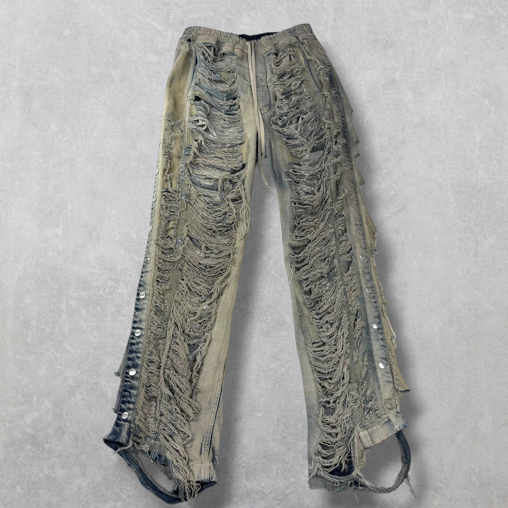 Rick Owens DRKSHDW Shredded Denim Pusher Pants L