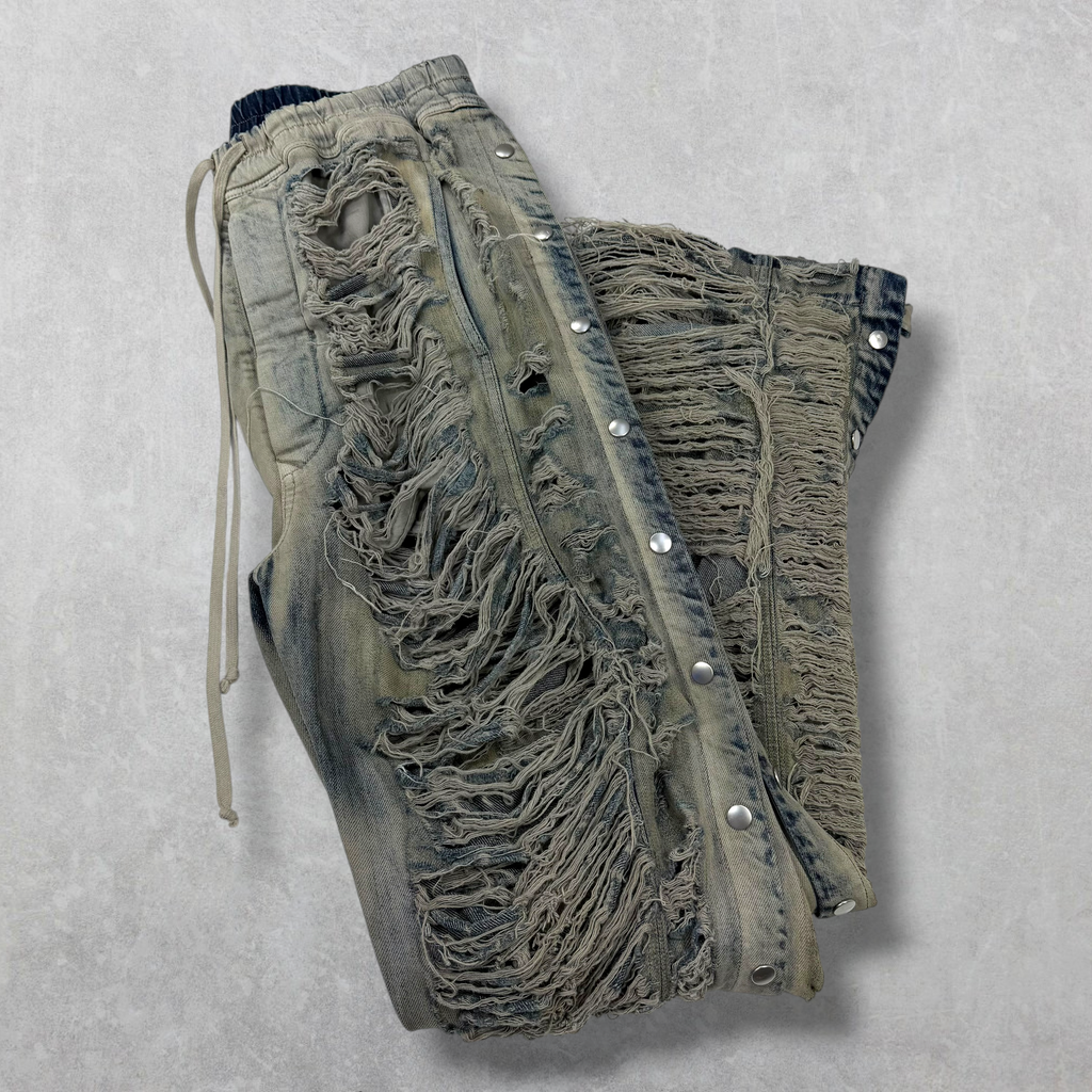 Rick Owens DRKSHDW Shredded Denim Pusher Pants L