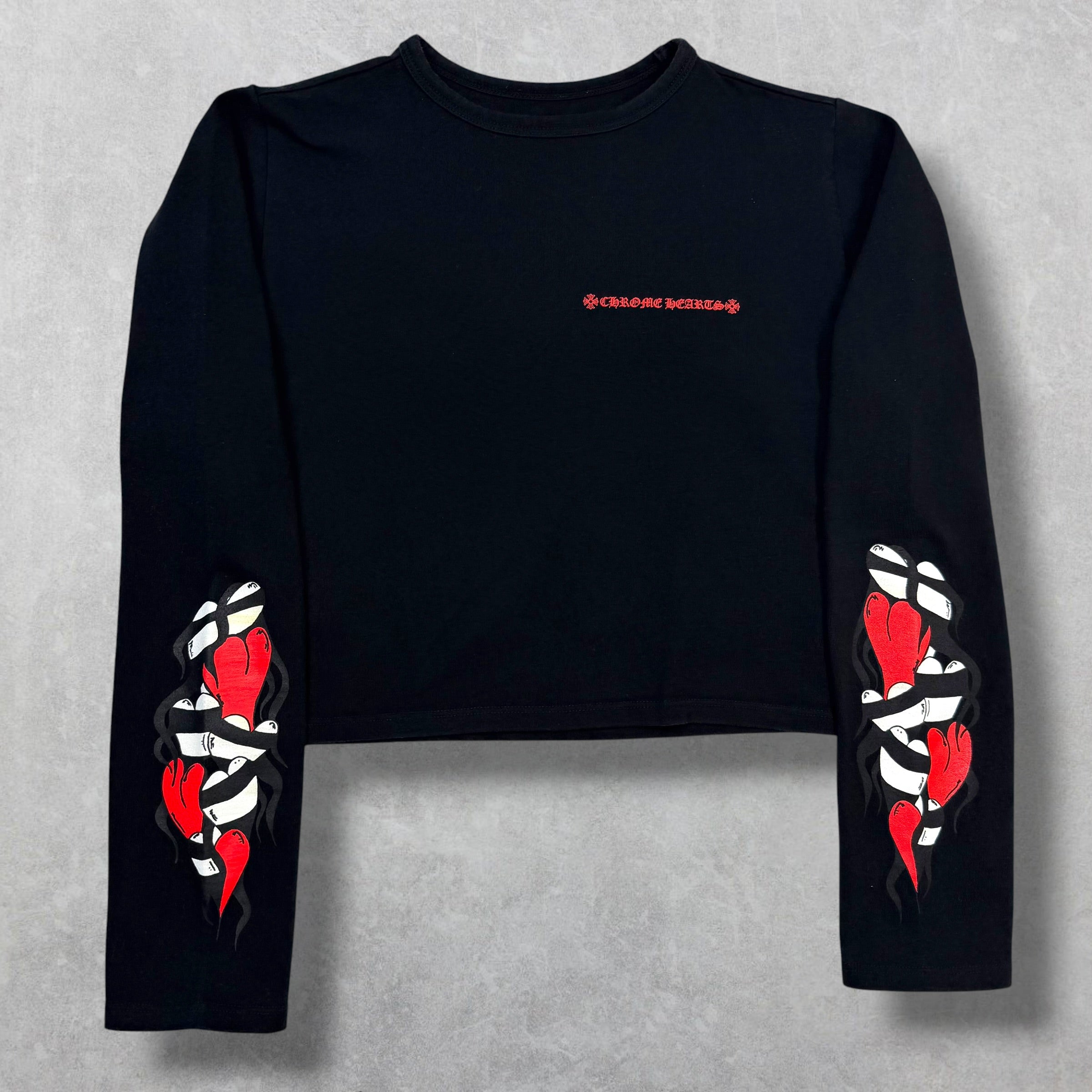 Chrome Hearts Matty Boy Sick Hearts Crop Top L/S Tee M