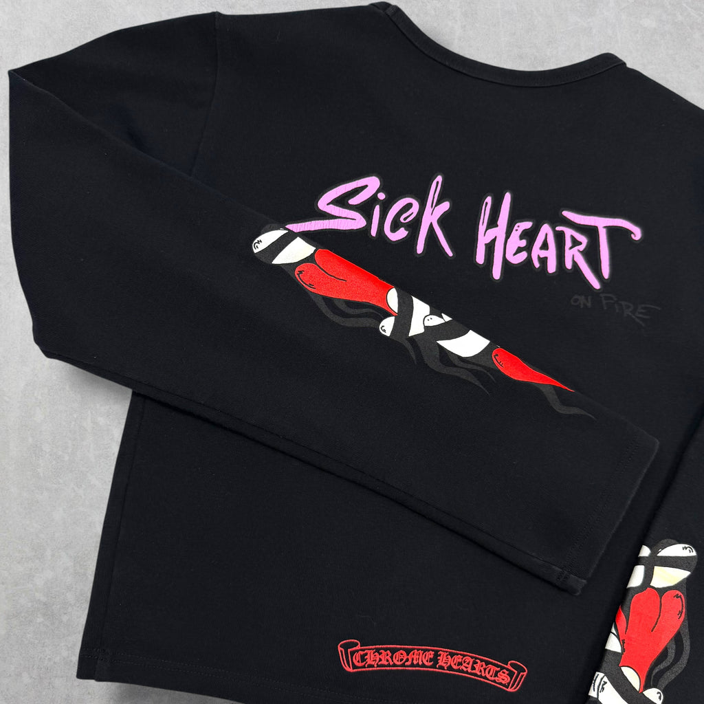 Chrome Hearts Matty Boy Sick Hearts Crop Top L/S Tee M