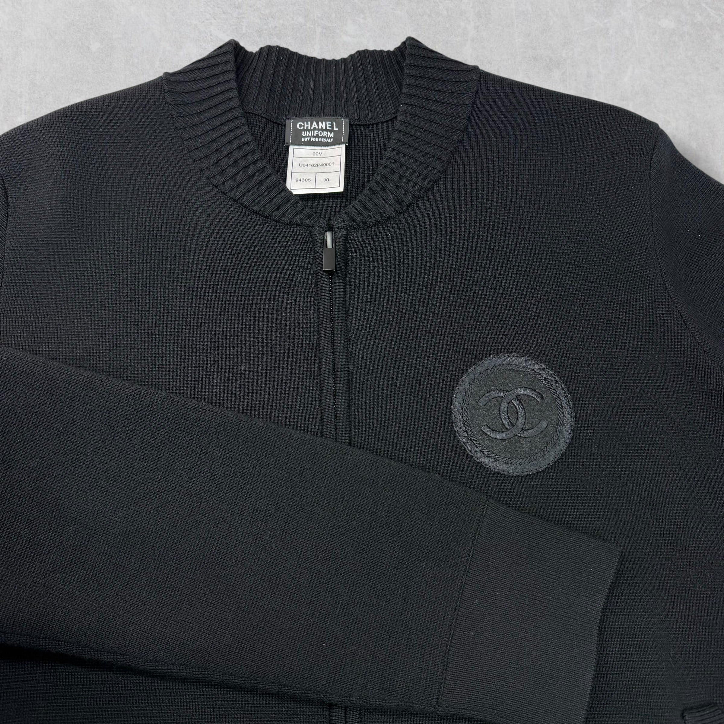 Chanel Uniform Logo Wool Knit Bomber XL (M)