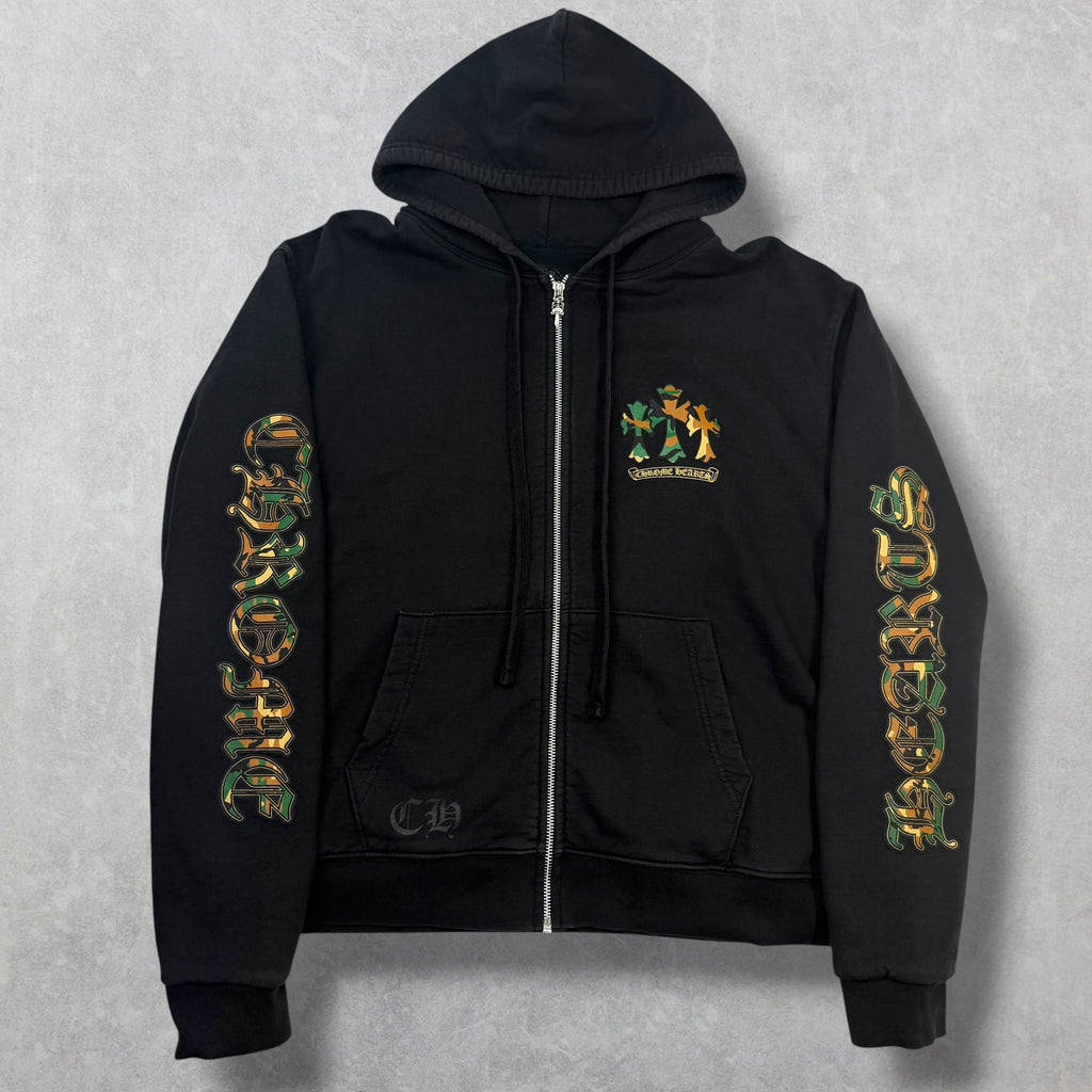 Chrome Hearts Camouflage Cemetery Cross Zip Up Hoodie S