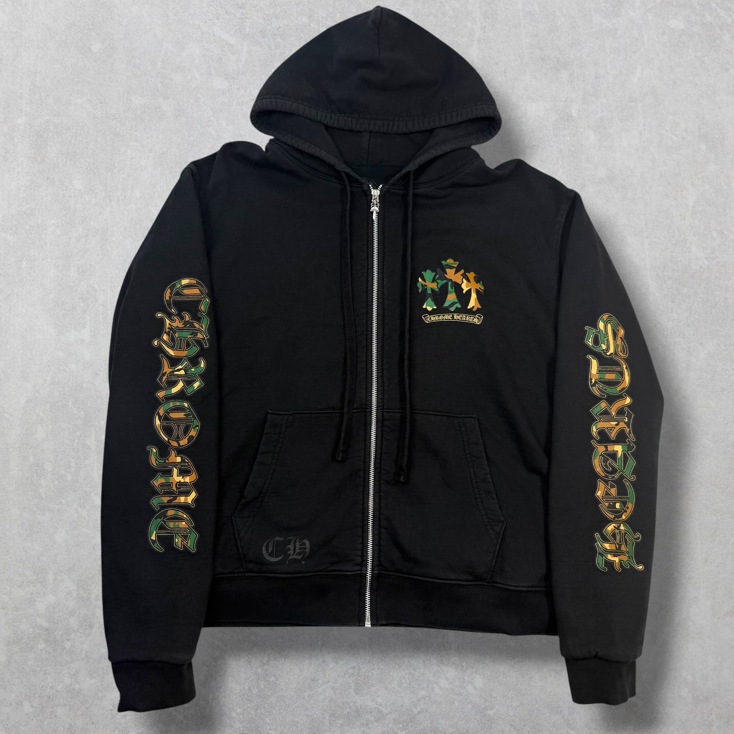 Chrome Hearts Camouflage Cemetery Cross Zip Up Hoodie S